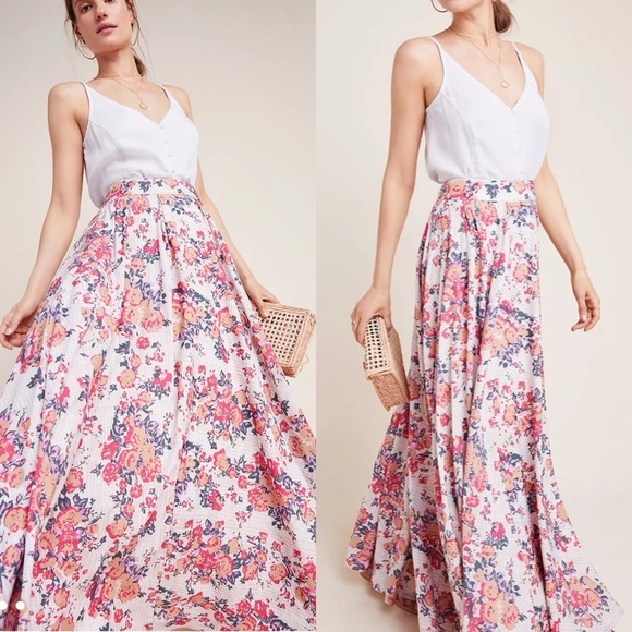 Anthropologie Mynah's Reynu Taandon Chalfont full maxi skirt floral size 8 - Picture 1 of 12